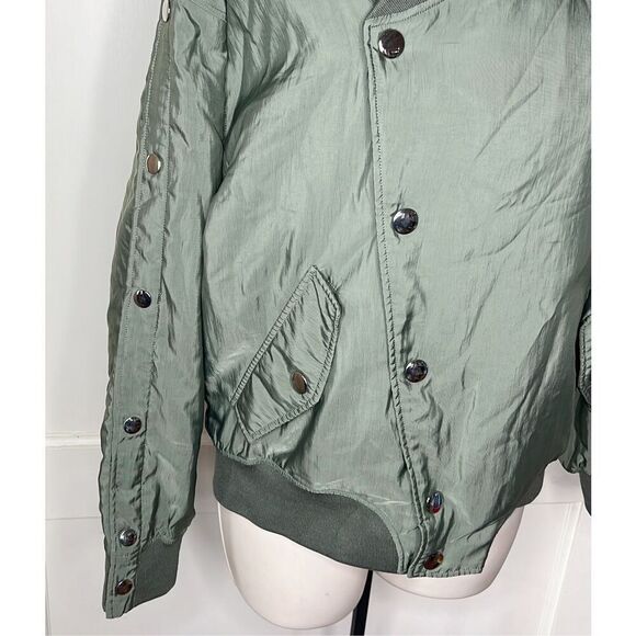 & Other Stories Overlapping Bomber Jacket Army Green Size 4 - Picture 4 of 8